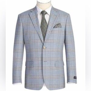 Men's Blue Plaid Blazer